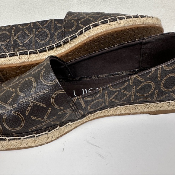 CALVIN KLEIN Women's Vez CK Monogram Espadrilles Size 8.5 Espresso Rubber - Picture 4 of 10
